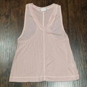 Honey Punch Basics Tank Top Size Medium Mauve Pink Striped Sheer
